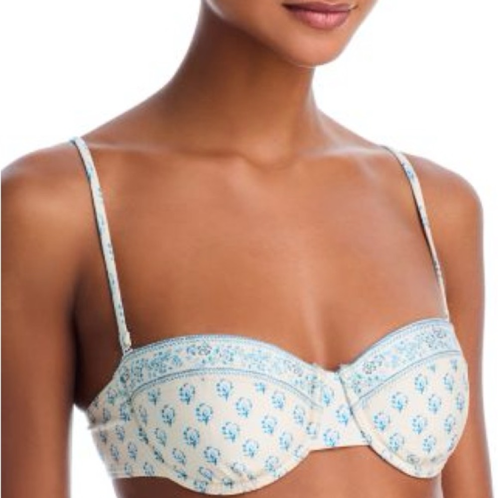 SOLID & STRIPED Blue Floral Juliette bikini top